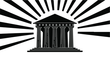 Obraz premium black and white illustration of ancient greek temple