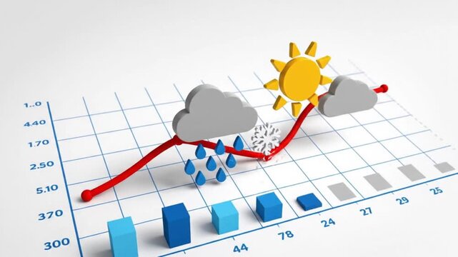 Weather Forecast Graph Showing Temperature Fluctuations and Precipitation Levels Over Time