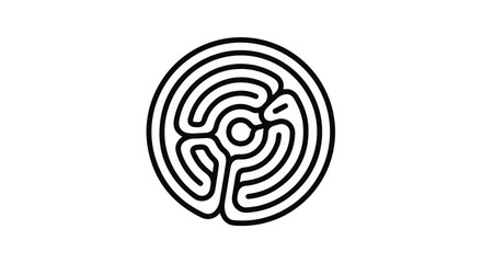 Circular maze logo puzzle design element
