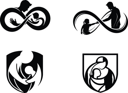 Infant and adult silhouettes in various symbols