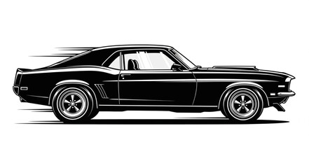 Vintage American Muscle Car Illustration in Motion.