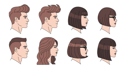 Profile Portrait Icons – Male and Female Vector Headshots © Sapumal