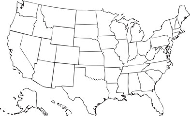 United States map outline with state borders geography 1