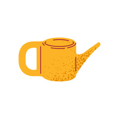 Obraz premium Flat illustration of yellow watering can. Gardening tool concept representing plant irrigation, care and growth support.