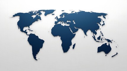 Obraz premium Dark blue map on a light background with shadow effect