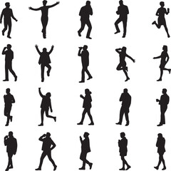 Obraz premium Collection of silhouettes of people in various poses and activities