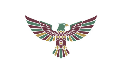 Obraz premium Stylized bird graphic with outspread wings on black background