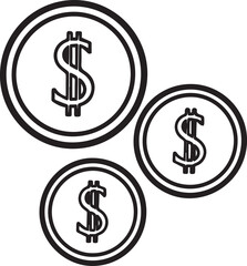 Obraz premium Dollar coin stack icon for finance, savings, and payment apps