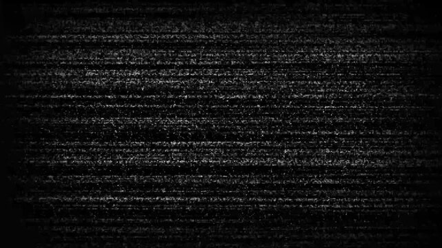 Bad TV transition from a black screen to noise pattern on the screen of an analog TV_Glitch Distortion Video Element, animation Seamless Glitch VHS for tv analog error effect.
Keywords: