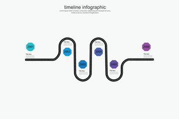 Obraz premium Modern business infographic for company milestones timeline template with flat icons. Easy to use for your website or presentation.