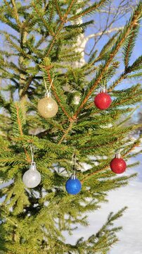 New Year's toys on a spruce branch №2
