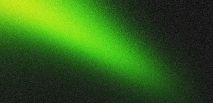 Vibrant green light beam with a subtle yellow tint diagonally illuminating a dark, textured background, grainy noise effect, ideal for modern design.