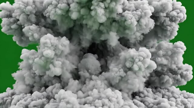 Nuclear Explosion with Fiery Core and Rising Smoke Cloud