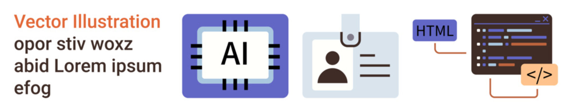 Artificial intelligence, digital security, identity verification, coding, data processing, futuristic concepts. AI chip, ID card and program code displayed. Artificial intelligence and digital
