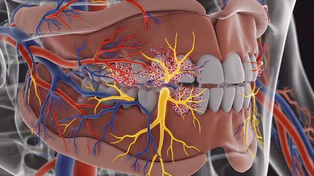 Detailed 3D CGI Visualization of the Human Tooth Pulp and Dental Artery and Vein System with Nerve Endings
