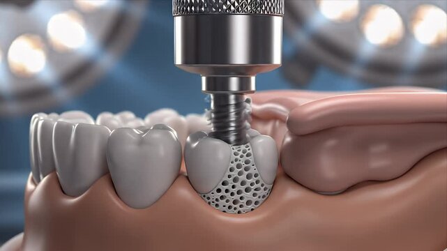 Detailed 3D Visualization of Dental Implant Placement Surgery in Human Jawbone