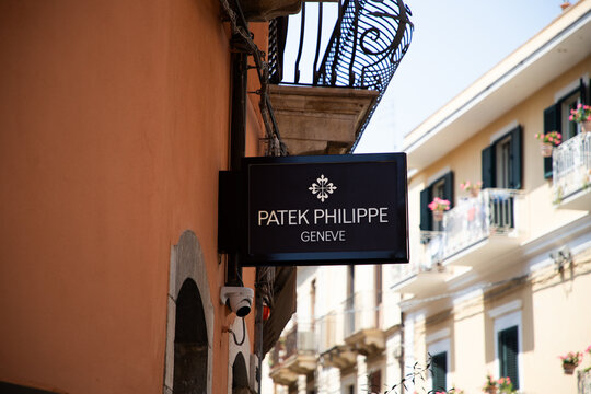 TAORMINA, SICILY, ITALY - JUNE 2025: patek philippe storefront and watches exposed
