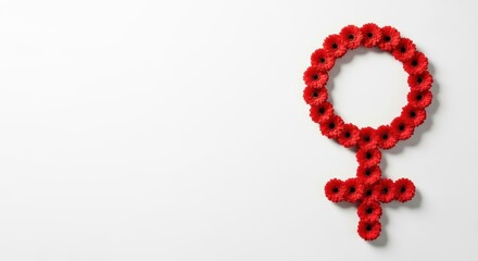 Fototapeta premium Symbol of femininity: a vibrant red flower representation of the female gender sign.