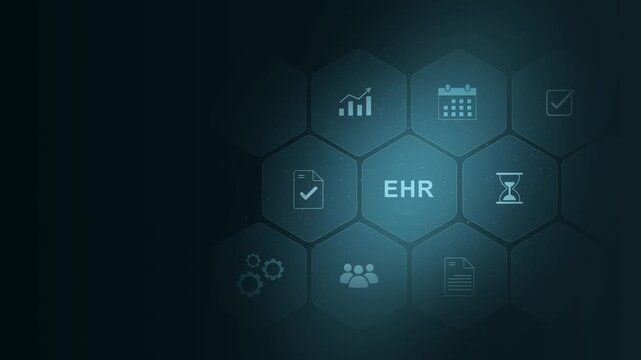 Abstract neon Hud knowledge ability business gear icon Glowing neon line concept. Glowing "EHR" button in German on a futuristic, digital interface on cyan color background
