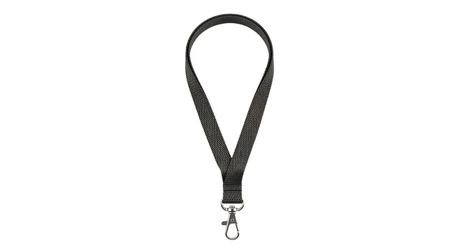 Dark Lanyard with Metal Clip on White Background