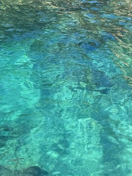 Blue azure clear water background.