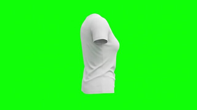 Blank White Women&rsquo;s T-Shirt Mockup on Green Screen, Front View
