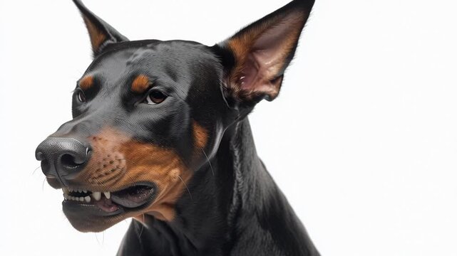 Doberman snarling close-up