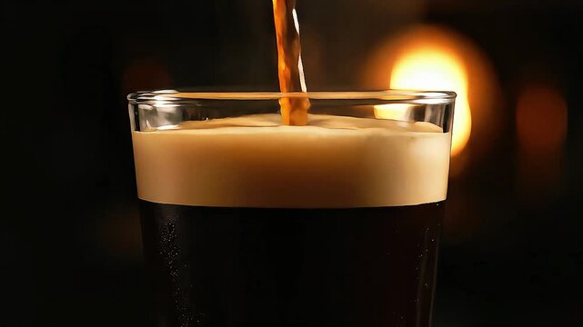 Rich Nitro Cold Brew Coffee Cascading in Unbranded Glass