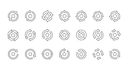 Circle arrows vector icon set. Recycle, reload, refresh signs