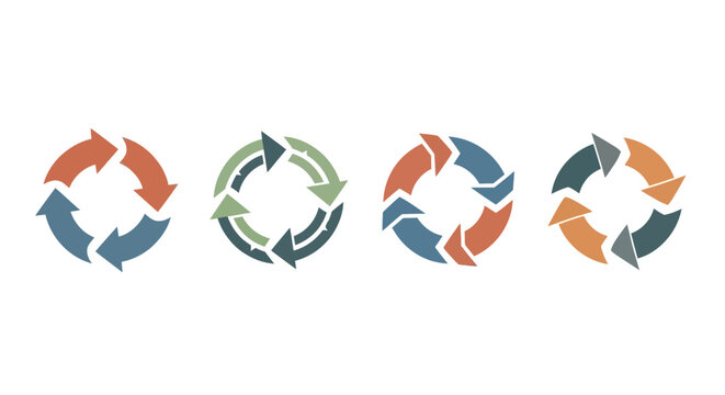 Circular arrows flow chart cycle process diagram icons