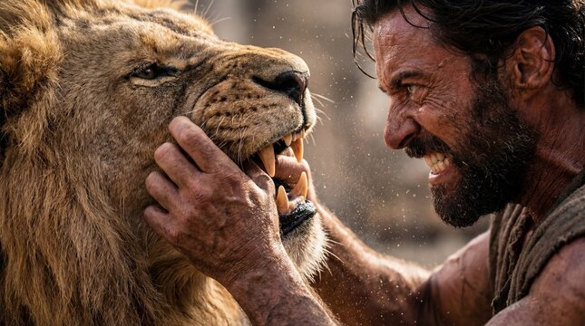 Samson Kills a Lion with His Bare Hands