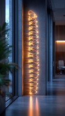 Modern wall art with glowing lines