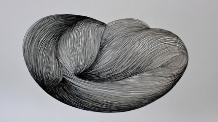 Abstract drawing of flowing lines, tightly bundled in an organic, rounded form