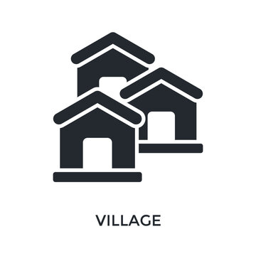 Village Icon Glyph Style. Vector Illustration For Graphic Design