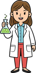 Fototapeta premium Woman scientist in lab coat holding flask 