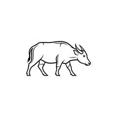 Fototapeta premium Simple line illustration of a wild boar walking profile against a white background