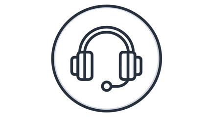 Fototapeta premium A dark gray line art depiction of a headset within a circle on a white background