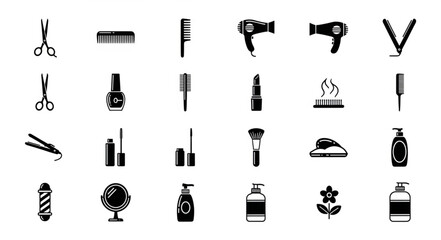Obraz premium Collection of beauty and hair salon icons and symbols.