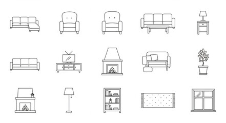 Collection of hand drawn furniture and home decor sketches.