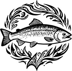 Detailed Trout Fish SVG Vector Illustration Isolated on White &ndash; Wildlife Fishing Design for Print
