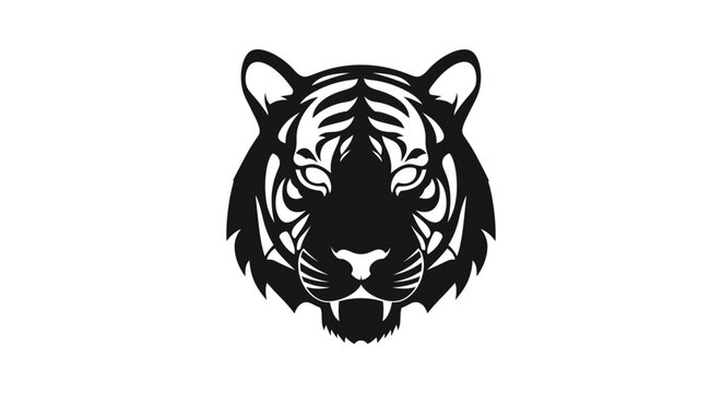 Black and white tiger head portrait.
