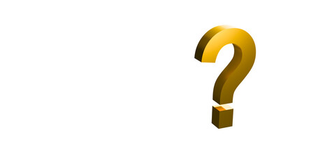 Golden question mark in a transparent background
