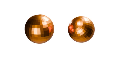 Golden metal or glass decoration balls in a transparent background