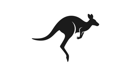 Obraz premium Black silhouette of a kangaroo jumping.