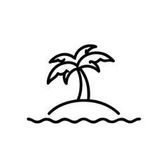 Exotic tropical island landscape featuring palm tree silhouettes on a sunny summer beach with ocean waves in a paradise vacation vector illustration design © Parvej
