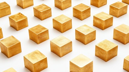 Golden Cubes Arranged in a Repeating Pattern, Symbolizing Wealth and Investment Opportunities