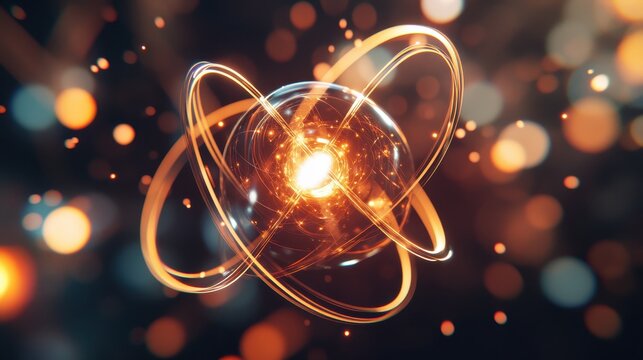 Futuristic glowing quantum encryption technology demonstration with energetic orbital elements