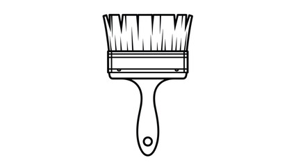 Fototapeta premium Professional flat paint brush with a wooden handle for home renovation artistic painting or building projects in a clean line art style.