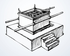 Vector drawing. Big golden altar