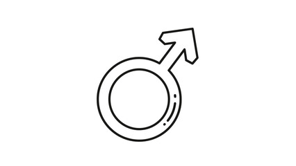 Fototapeta premium Male gender symbol shown as a circle with an arrow pointing diagonally upward in a line art style representing masculinity and biology.